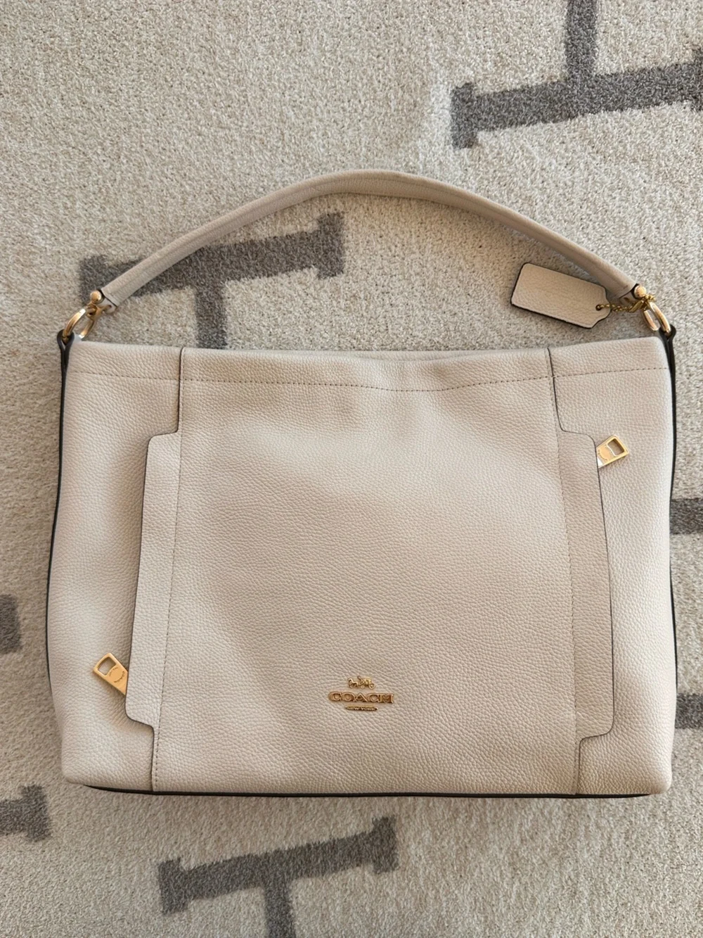 Coach Pebbled Leather Shoulder Bag in Cream with Gold Hardware 2022 scout hobo